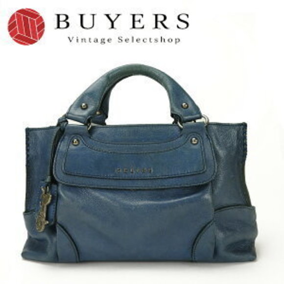 Celine Boogie Bag Leather Handbag Key Ring Charm Blue - Picture 1 of 9